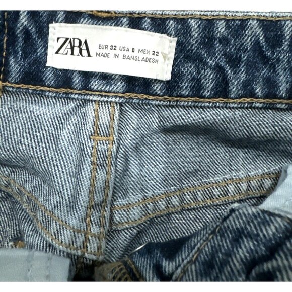 Zara Womens High-Waisted Straight Leg Jeans Size 0 Blue Denim - Picture 3 of 8